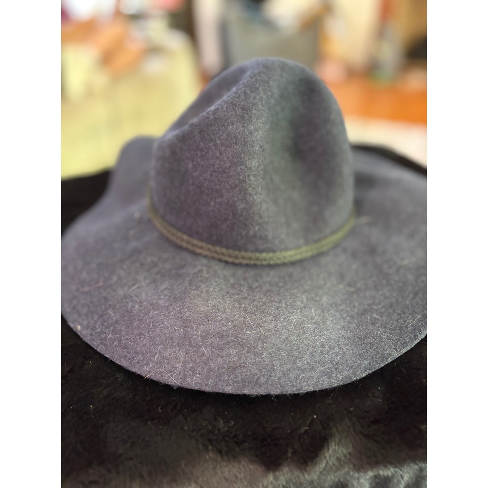 Target Navy Blue 100% Wool Wide Brim Fedora Hat with Rope Trim F00005023 Q2/15